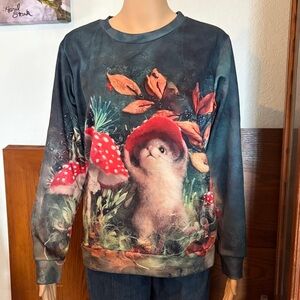 Cute Mouse and Mushroom Lightweight Sweatshirt.